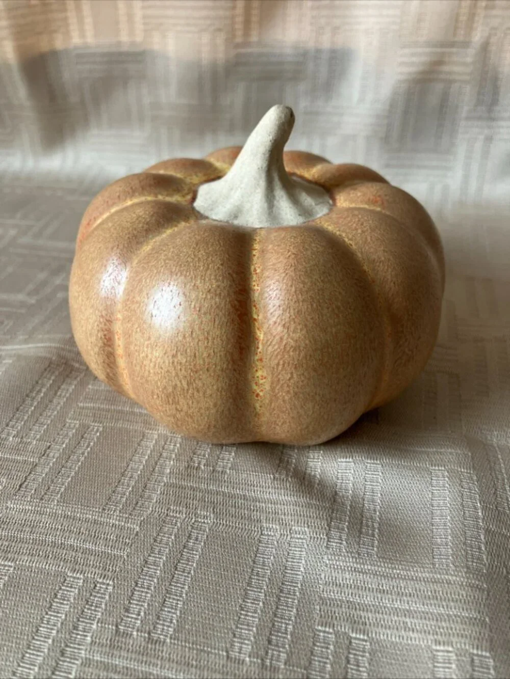 Decorative Ceramic Pumpkin Small Round Speckled Tan, Yellow & Orange Fall